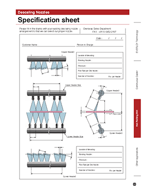 Descaling Nozzles Specification Sheet